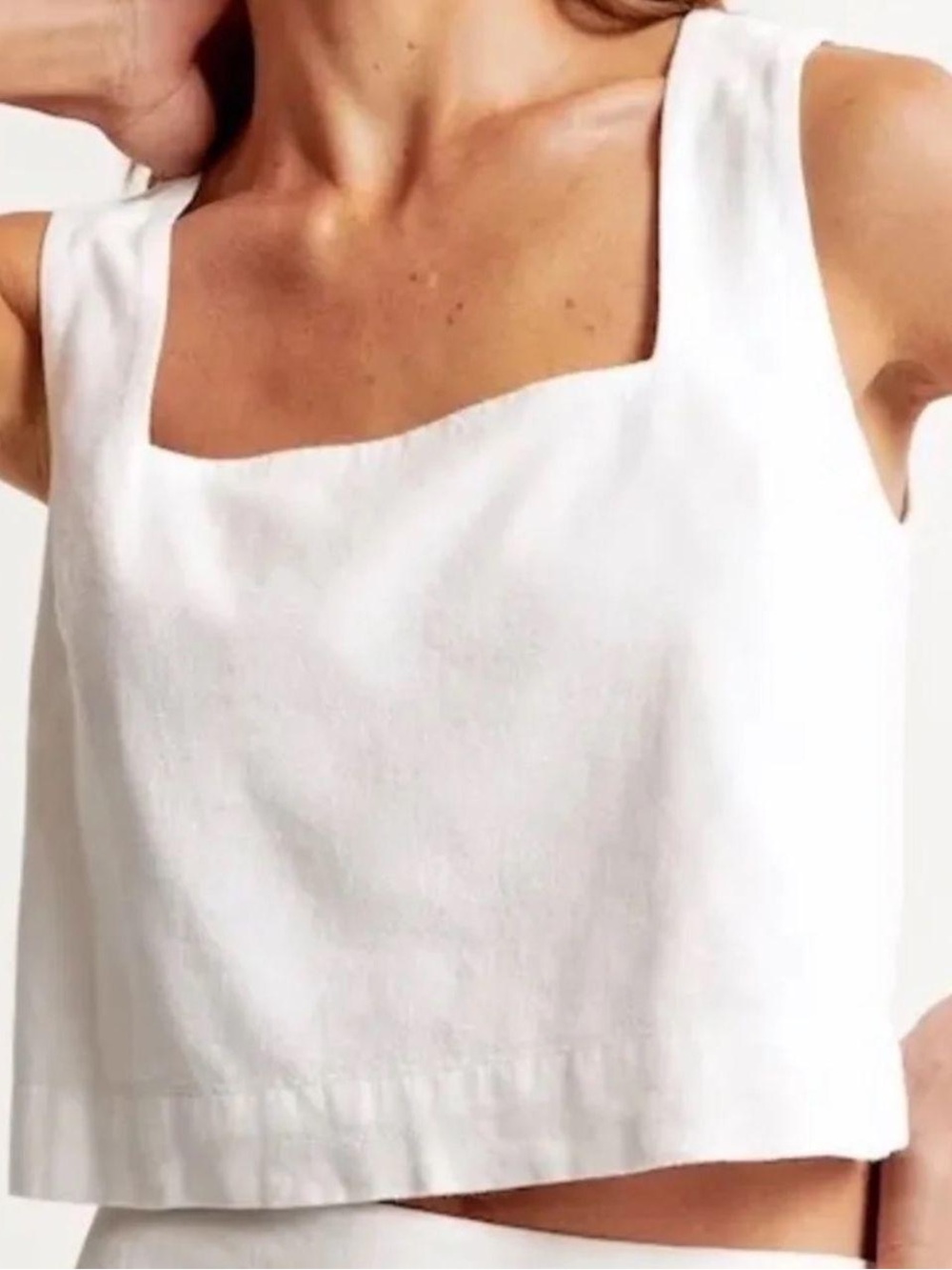 Abercrombie White Square Neck Linen Top